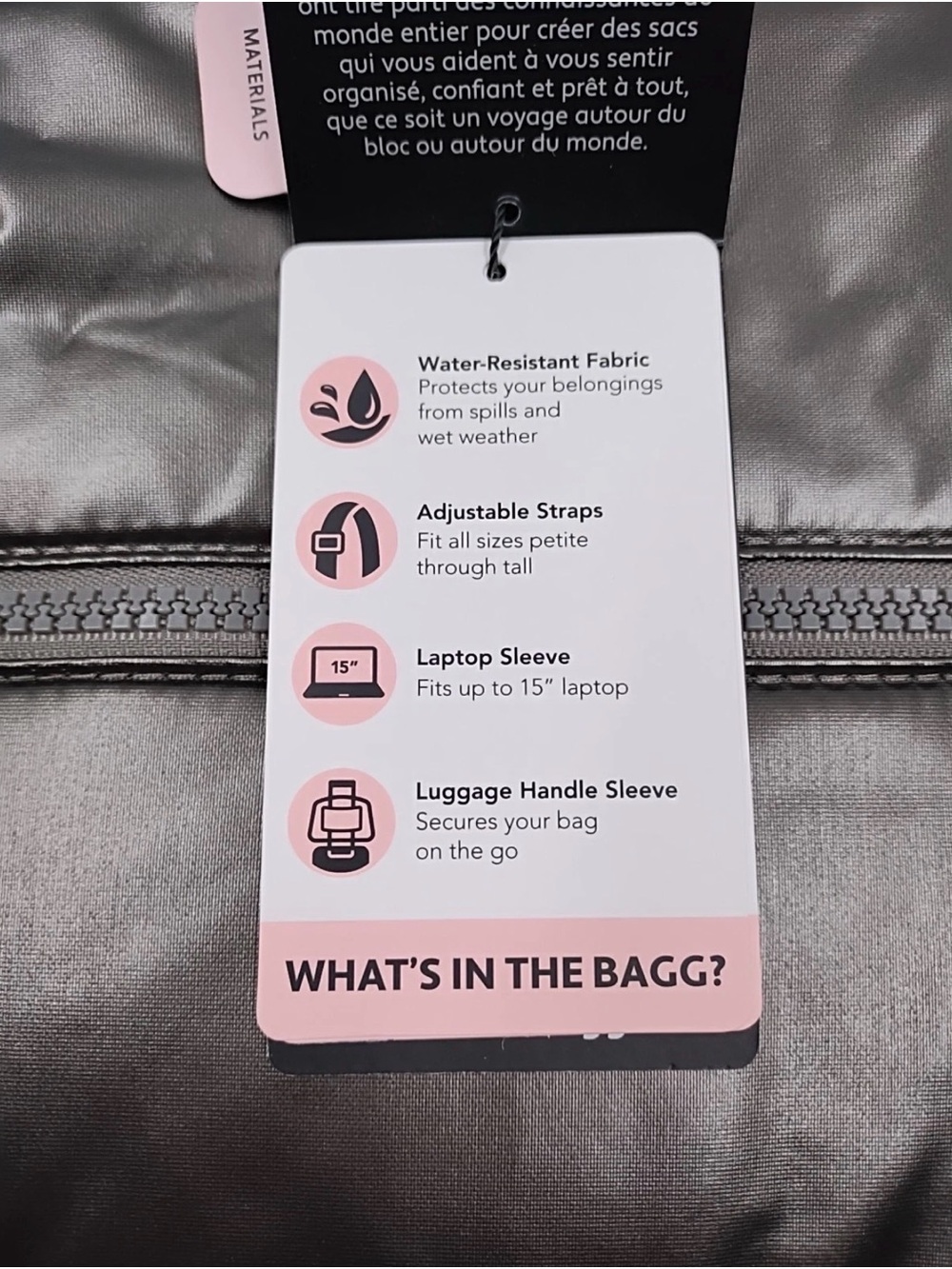 Baggallini Metallic Gunmetal Gray Go To Laptop Flap Backpack NWT 🤩 - Picture 5 of 5